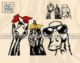 Funny Duck Chicken Turkey Head SVG PNG DXF Files Farm Animals With Bandana Sunglasses Vector Clipart Download, Cricut