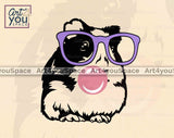 guinea pig with buble gum and glasses clipart