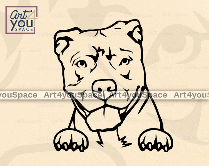 pit bull peeking svg