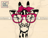Cute Giraffe With Bandana Glasses Clipart