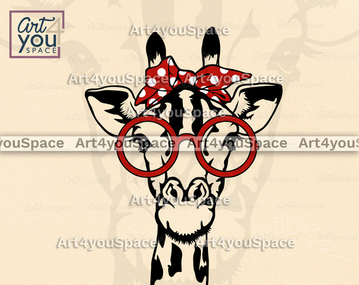Cute Giraffe With Bandana Glasses Vector