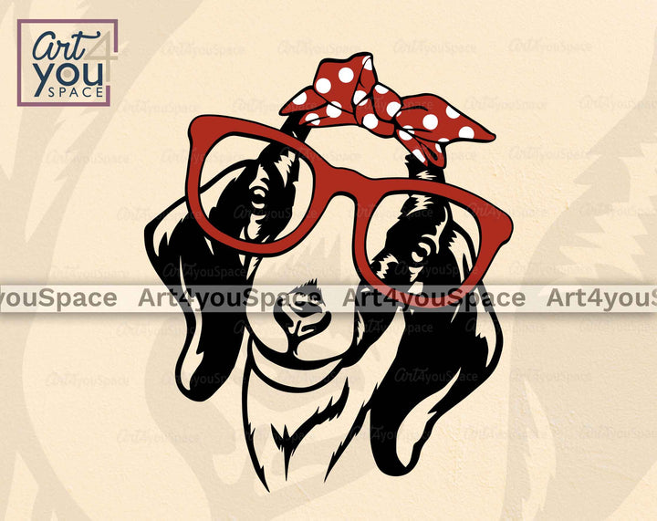 goat with bandana and glasses svg file