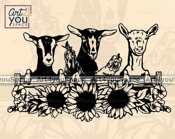 Goats And Chickens Svg Art
