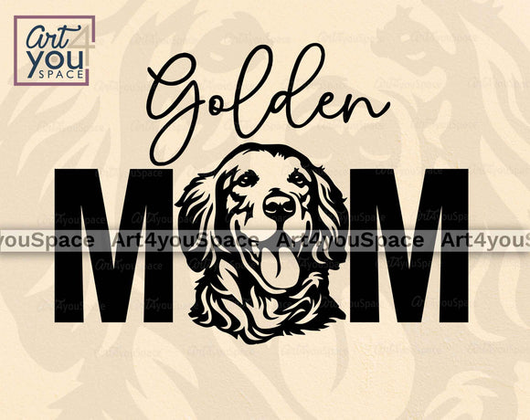 Golden Mom SVG File Download, Cute Clipart For Retriever Dogs Lovers