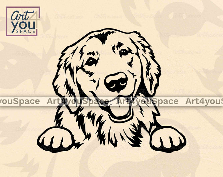 Golden Retriever peeking pose svg