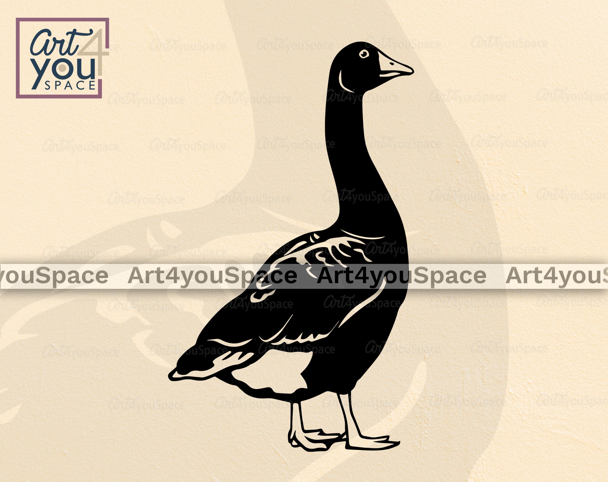 goose clipart black and white