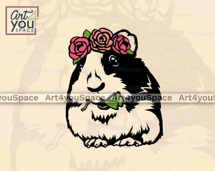 guinea pig with flowers svg