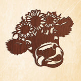 Cow Head With Sunflowers Vector