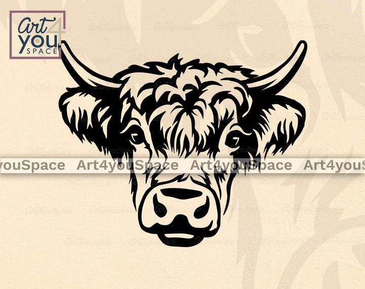 Highland Cow Face SVG File For Cricut