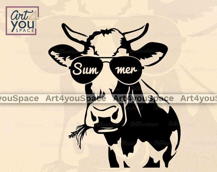 summer on glasses cow vector