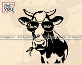 summer on glasses cow vector
