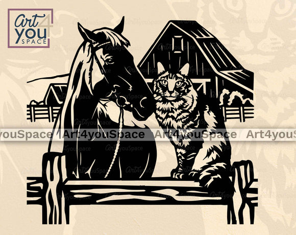 Horse and Cat svg file