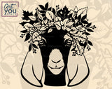 Goat With Autumn Leaves Wreath Svg