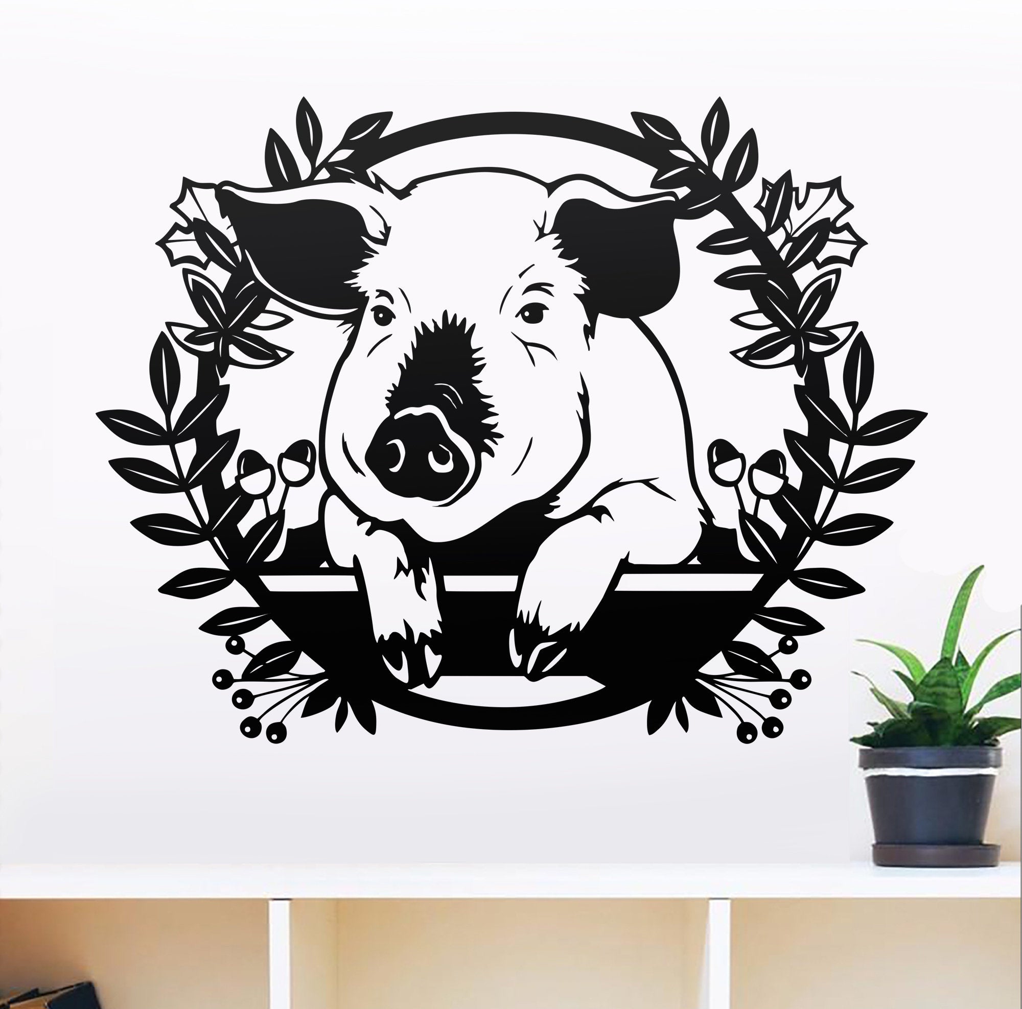 Peeking pig svg, fall svg thanksgiving autumn wreath, Cricut, farm animal Clipart, laser cut vector, png, dxf files for cnc, plasma, stencil