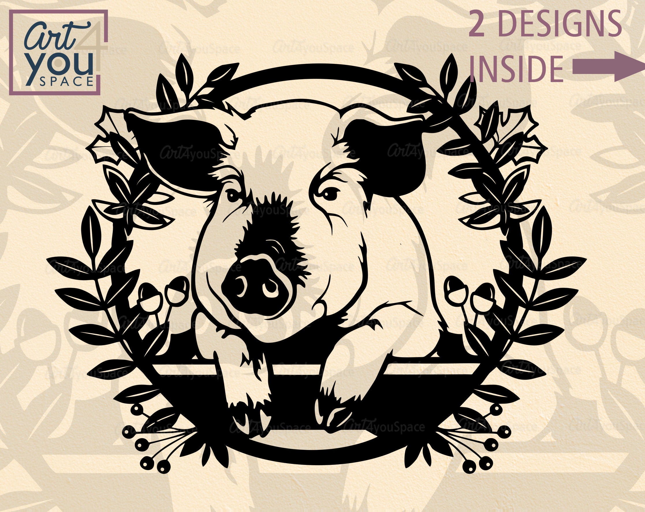 Peeking pig svg, fall svg thanksgiving autumn wreath, Cricut, farm animal Clipart, laser cut vector, png, dxf files for cnc, plasma, stencil