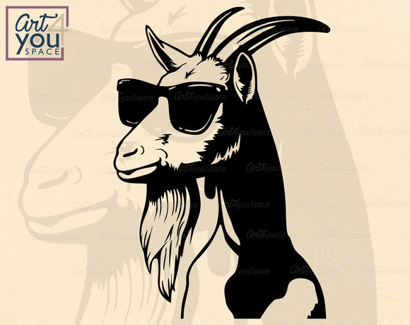 Cool Goat With Sunglasses SVG