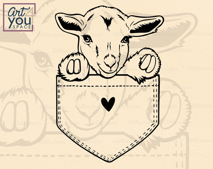 Pygmy Goat, Lamb, Cow, Pig In Pocket SVG