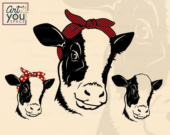 Cow Head With Bandana SVG