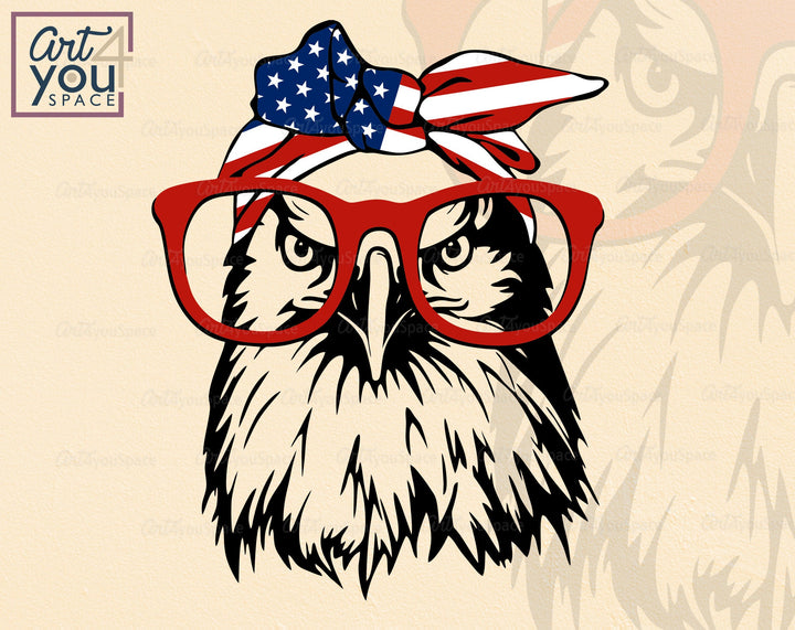 Eagle Head With Patriotic Bandana SVG