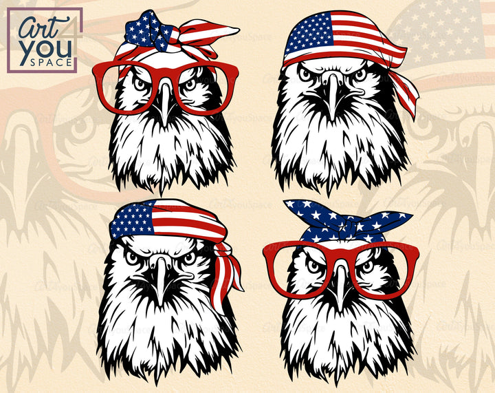 Eagle Head With Patriotic Bandana SVG