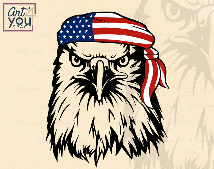 Eagle Head With Patriotic Bandana SVG