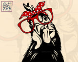 Chicken With Bandana, Glasses PNG