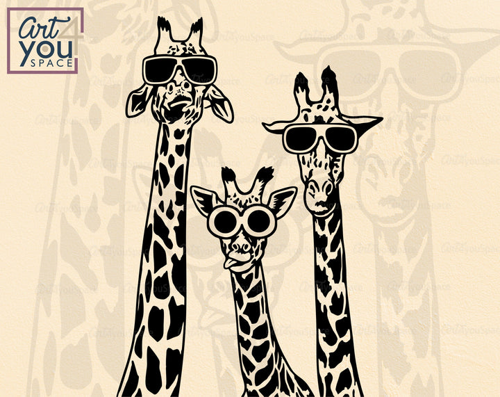 Funny Giraffes With Sunglasses SVG