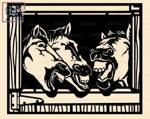 funny horses svg cricut head, Farm animal face Clipart, laser cut panel, vector stencil, dxf file for plasma cnc, Download png illustration