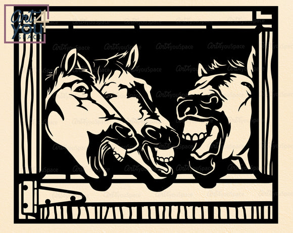 Laughing Horses SVG