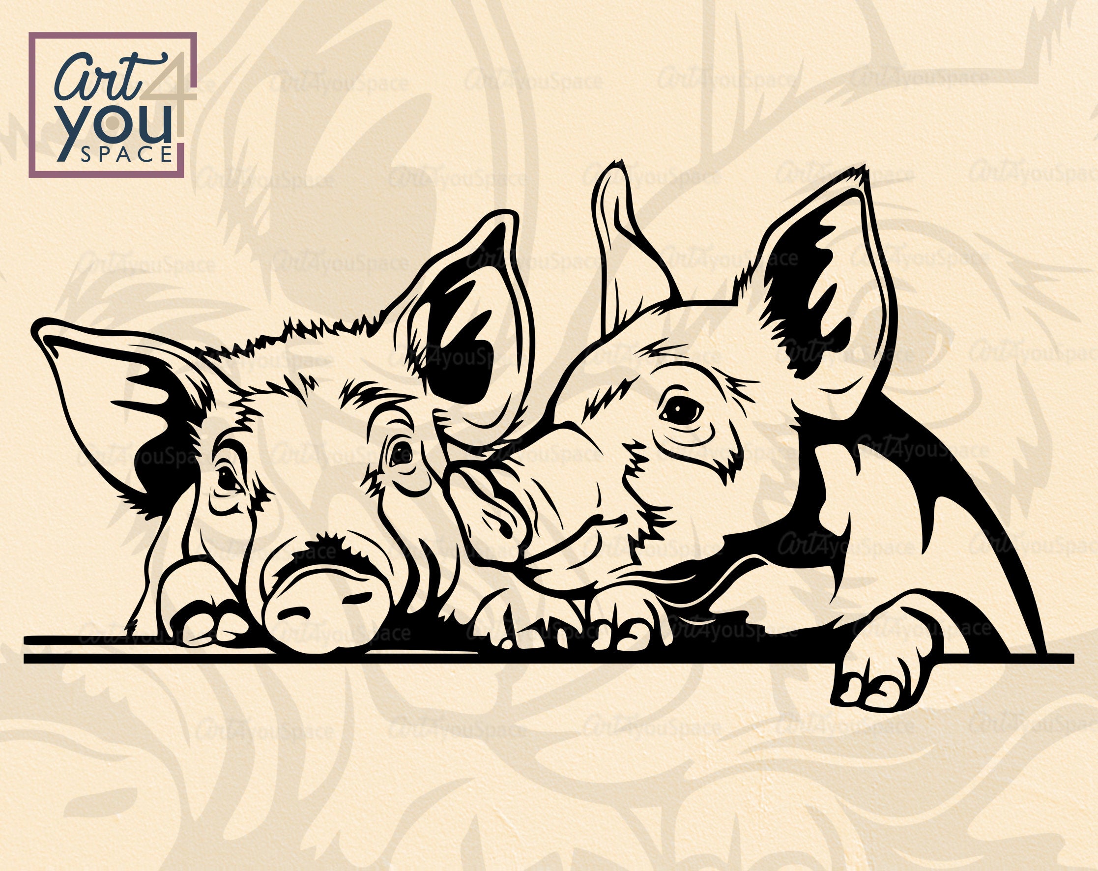 pigs svg files for Cricut, peeking farm animals Clipart, vector image, png, dxf, download printable art, peek a boo, livestock graphics hog
