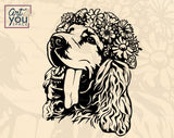 Cocker Spaniel With Flowers SVG