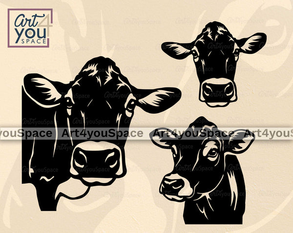 Jersey Cow SVG File Cricut, Peeking Heifer Laser Vector DXF Plasma Cnc –  Art4youSpace
