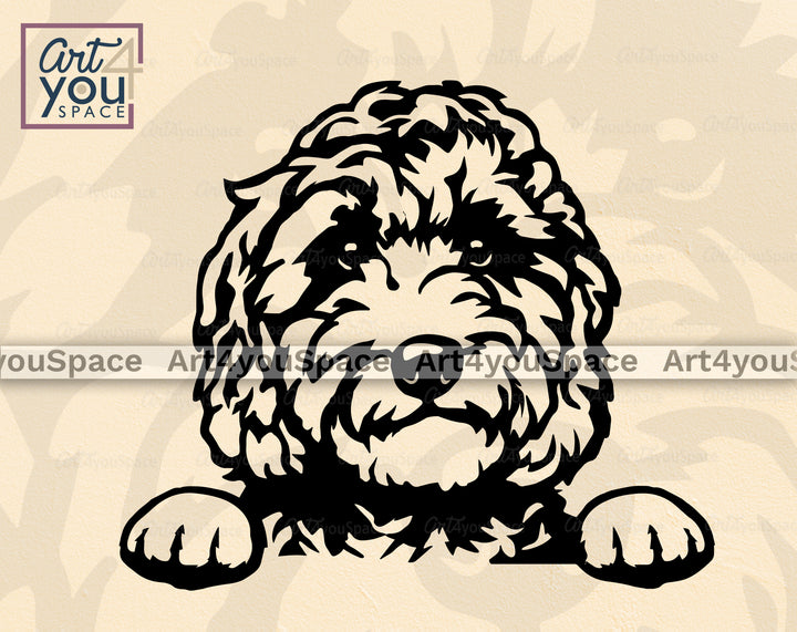 Labradoodle Face With Paws Svg