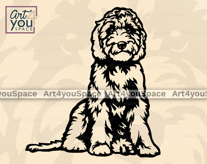 Cute Labradoodle Body Vector