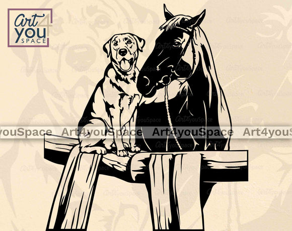 labrador and horse svg art