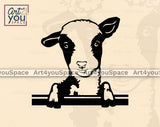 cute peeking sheep vector