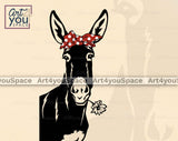 donkey with bandana and flower in a mouth
