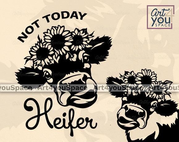 Cow Head With Sunflowers SVG