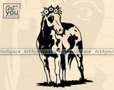 Standing Paint Horse With Floral Headband on the head vector