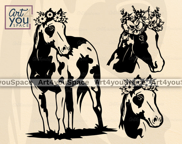 Paint Horse Florar Svg