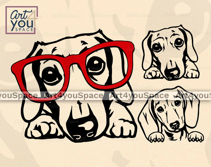 dachshund peeking svg