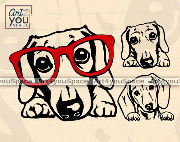 dachshund peeking svg