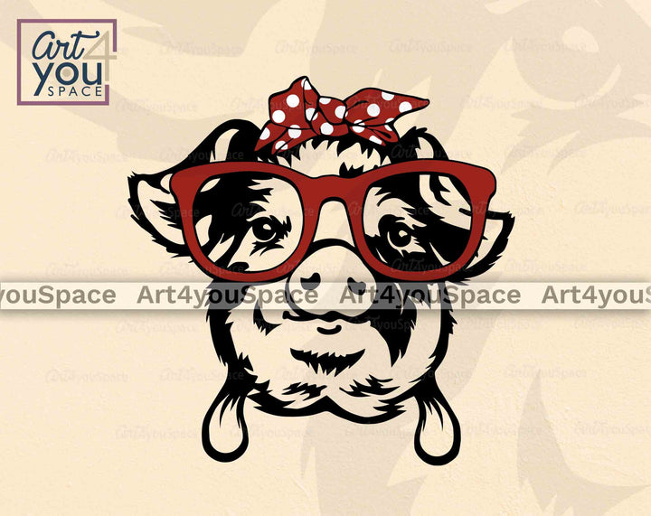 pig with bandana and glasses svg