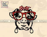 pig with bandana and glasses svg