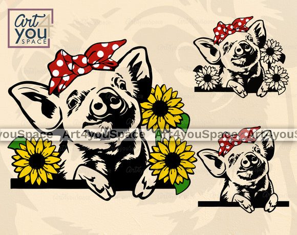 cute piglet three svg files