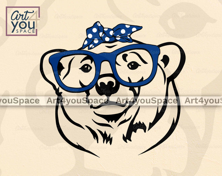 Bear with bandana and glasses svg