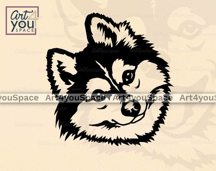 Pomsky Dog face Svg File