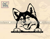 Funny Pomsky Dog in peeking pose clipart