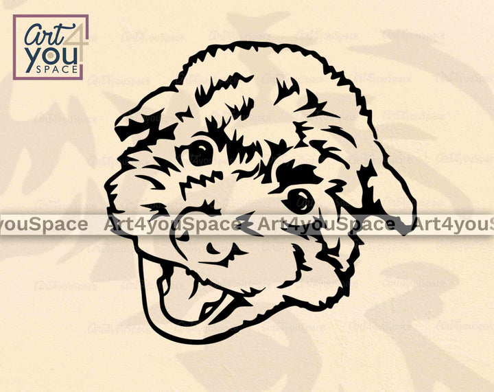 black and white poodle toy face svg file