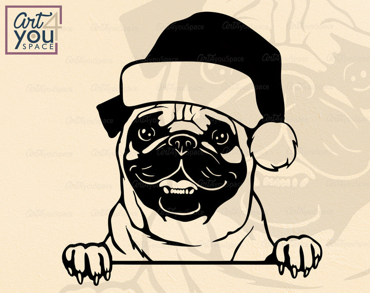 pug xmas svg